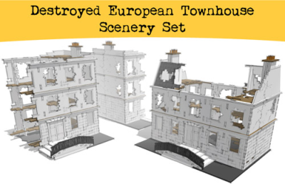 Destroyed European Townhouse Scenery Set